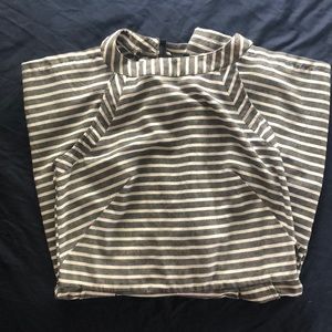 Striped halter romper with tie bow